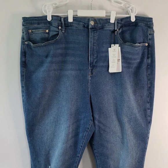 Good American x Zara High Rise Skinny Jeans Medium Wash Women's 30W/62 Distress - Picture 15 of 16